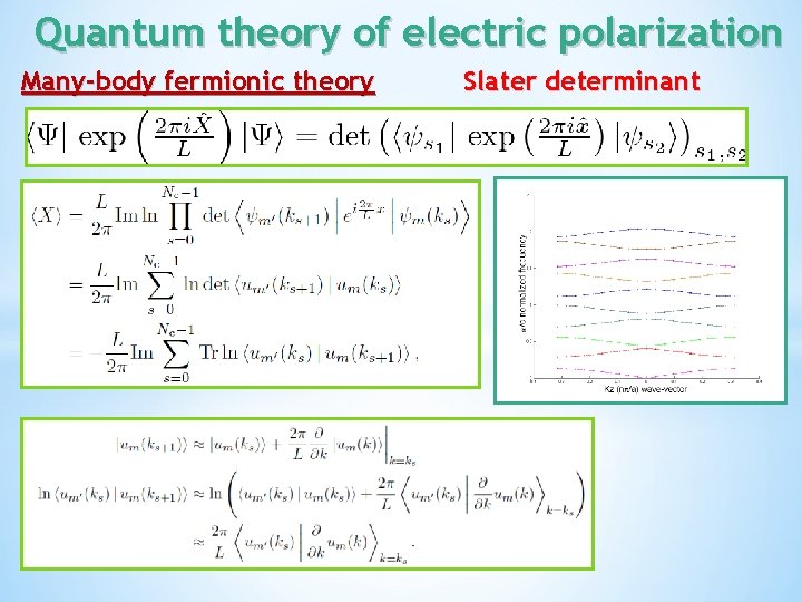 Quantum theory of electric polarization Many-body fermionic theory Slater determinant 