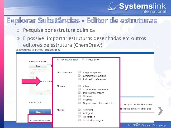 Explorar Substâncias - Editor de estruturas » Pesquisa por estrutura química » É possivel