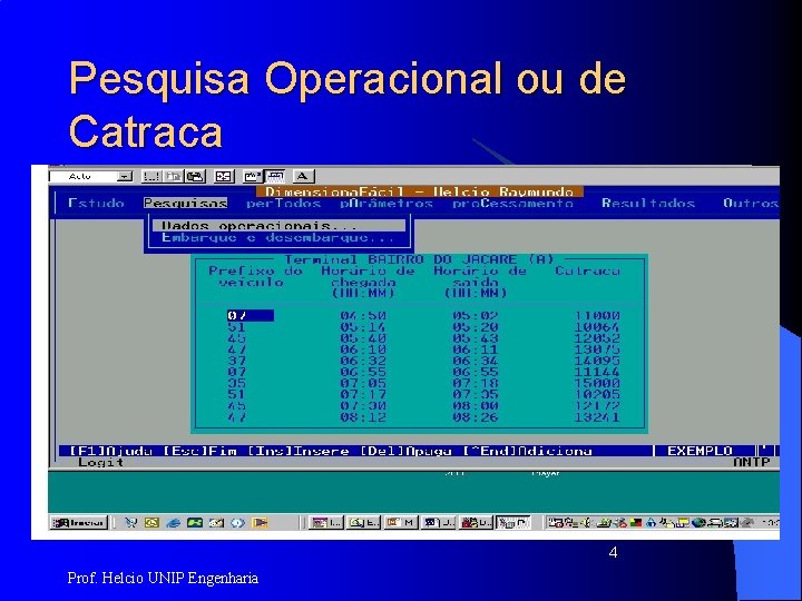 Pesquisa Operacional ou de Catraca 4 Prof. Helcio UNIP Engenharia 