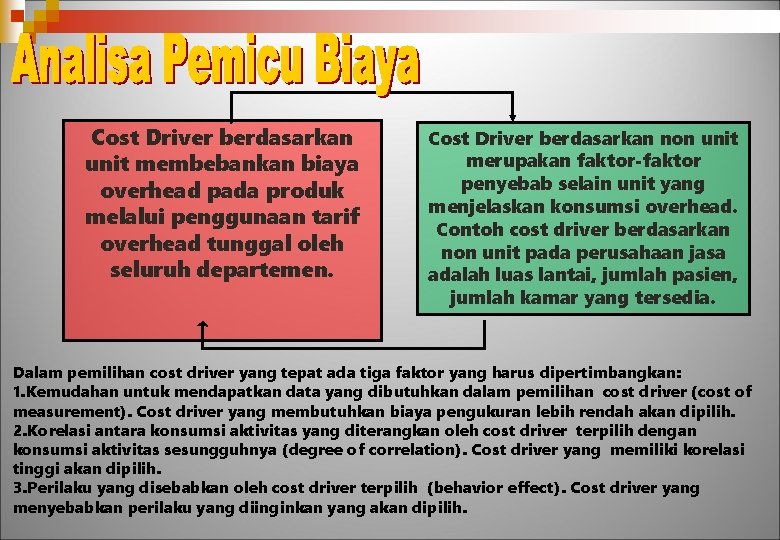 Cost Driver berdasarkan unit membebankan biaya overhead pada produk melalui penggunaan tarif overhead tunggal