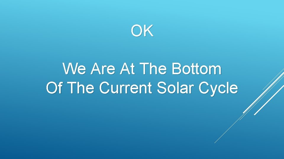 OK We Are At The Bottom Of The Current Solar Cycle 