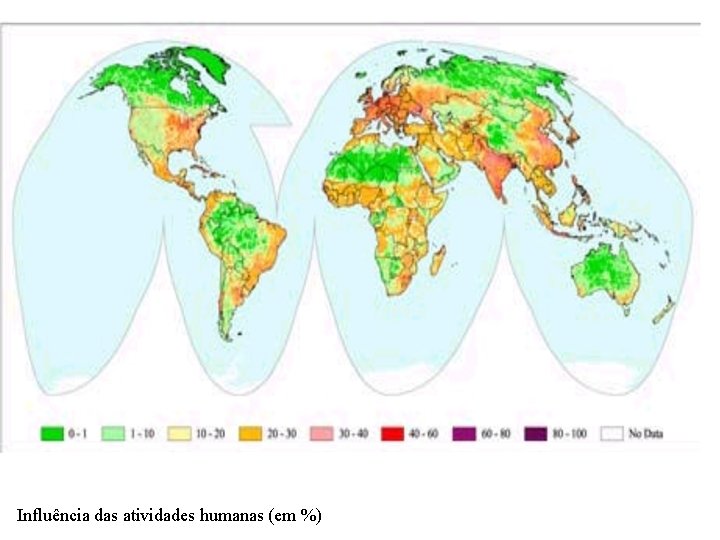 Influência das atividades humanas (em %) 