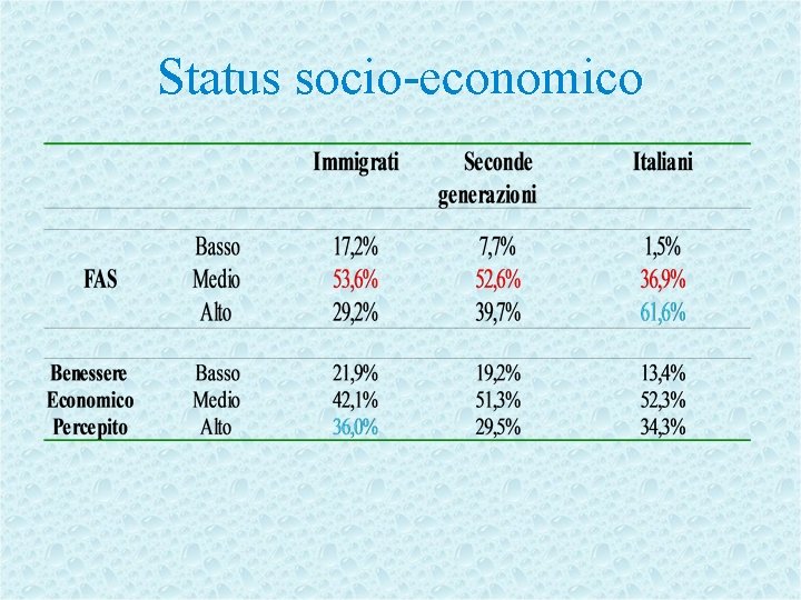 Status socio-economico 