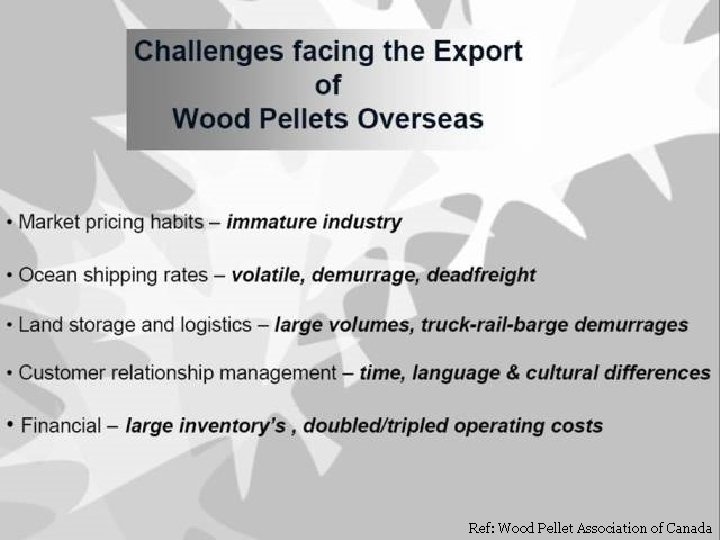 Ref: Wood Pellet Association of Canada 