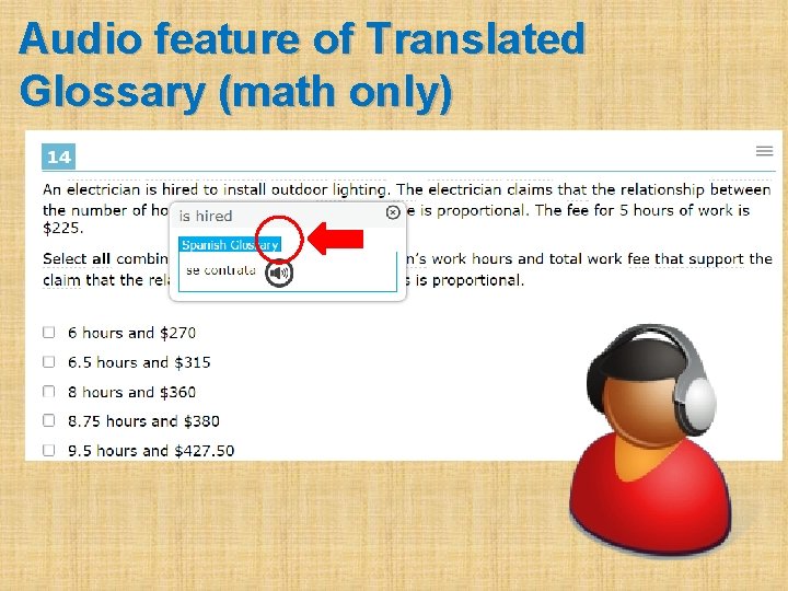 Audio feature of Translated Glossary (math only) 