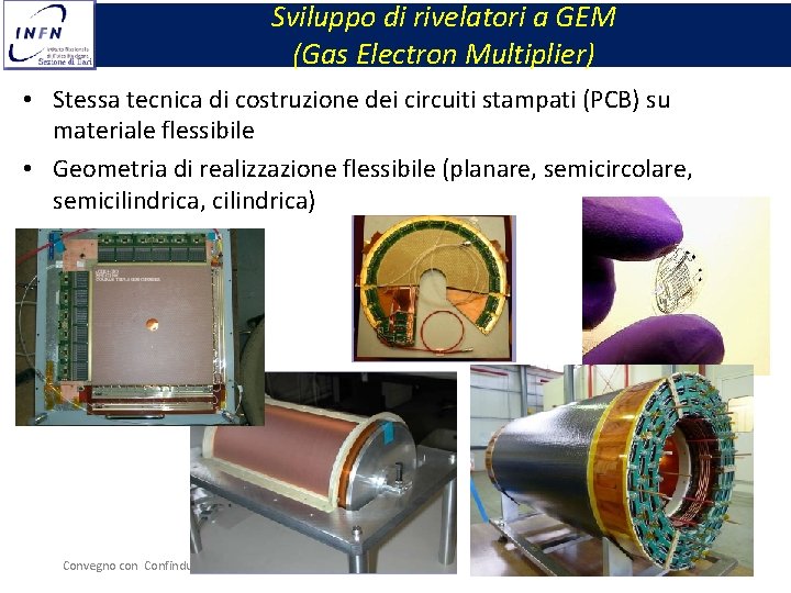 Sviluppo di rivelatori a GEM (Gas Electron Multiplier) • Stessa tecnica di costruzione dei