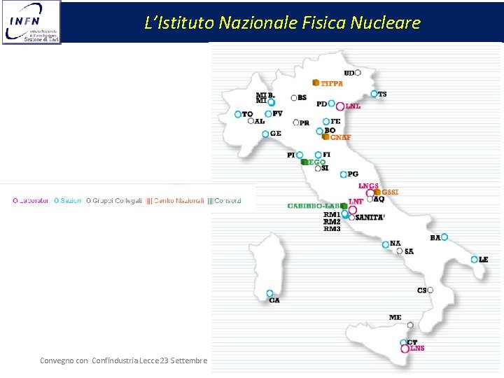 L’Istituto Nazionale Fisica Nucleare Convegno con Confindustria Lecce 23 Settembre 2013 2 
