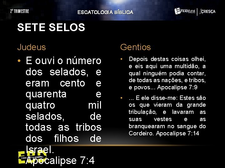 ESCATOLOGIA BÍBLICA SETE SELOS Judeus Gentios • E ouvi o número dos selados, e ESCATOLOGIA BÍBLICA SETE SELOS Judeus Gentios • E ouvi o número dos selados, e