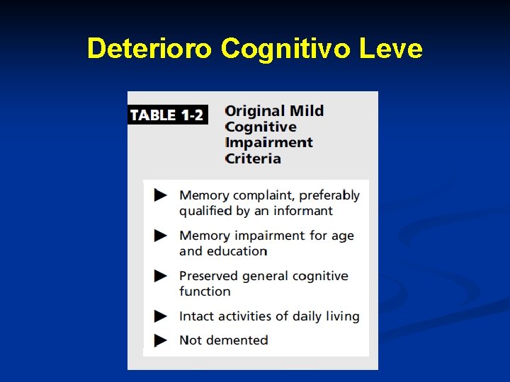 Deterioro Cognitivo Leve Deterioro Cognitivo Leve