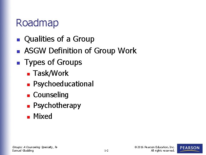 Roadmap n n n Qualities of a Group ASGW Definition of Group Work Types