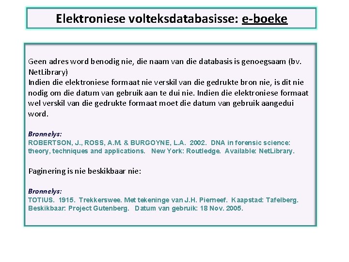 Elektroniese volteksdatabasisse: e-boeke Geen adres word benodig nie, die naam van die databasis is