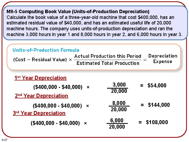 M 9 -5 Computing Book Value (Units-of-Production Depreciation) Calculate the book value of a