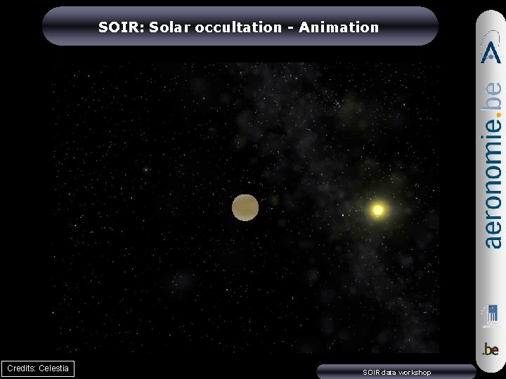 SOIR: Solar occultation - Animation Credits: Celestia SOIR data workshop 