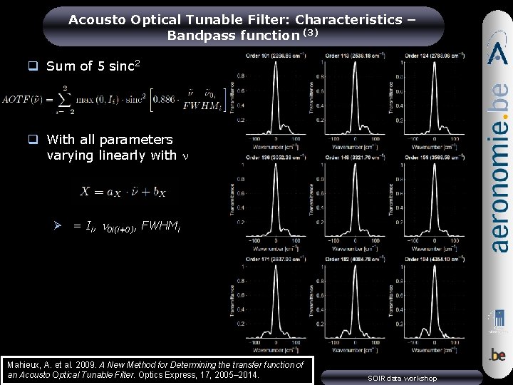 Acousto Optical Tunable Filter: Characteristics – Bandpass function (3) q Sum of 5 sinc