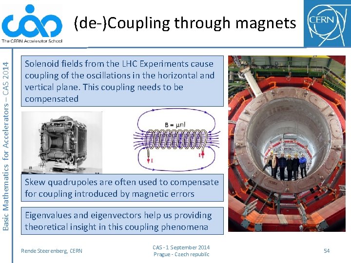 Basic Mathematics for Accelerators – CAS 2014 (de-)Coupling through magnets Solenoid fields from the