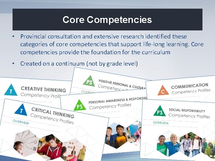 Core Competencies • Provincial consultation and extensive research identified these categories of core competencies