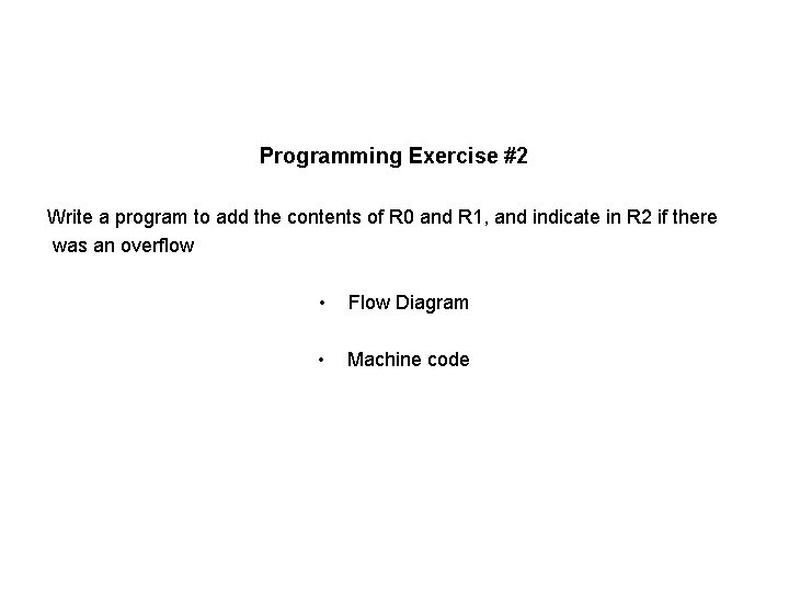 Programming Exercise #2 Write a program to add the contents of R 0 and