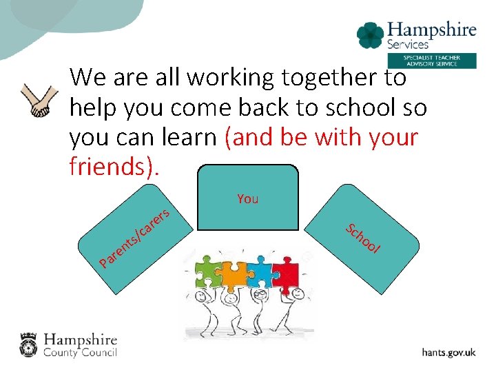 We are all working together to help you come back to school so you