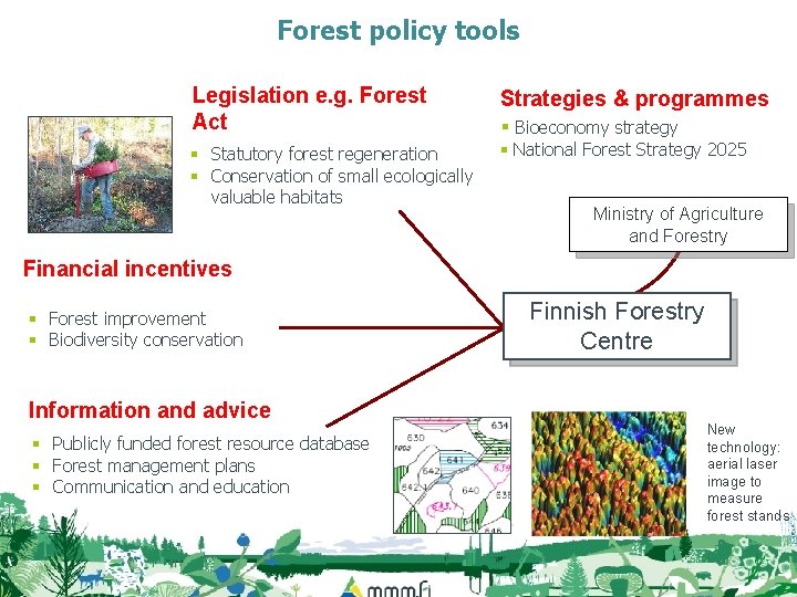 Forest policy tools Legislation e. g. Forest Act Strategies & programmes § Statutory forest
