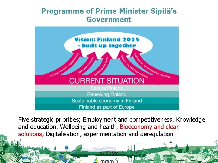 Programme of Prime Minister Sipilä’s Government Five strategic priorities; Employment and competitiveness, Knowledge and