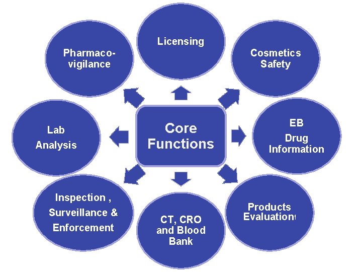 Licensing Pharmacovigilance Lab Analysis Inspection , Surveillance & Enforcement Cosmetics Safety Core Functions CT,