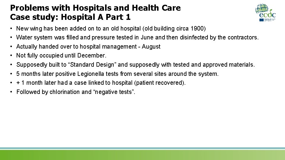 Problems with Hospitals and Health Care Case study: Hospital A Part 1 • •