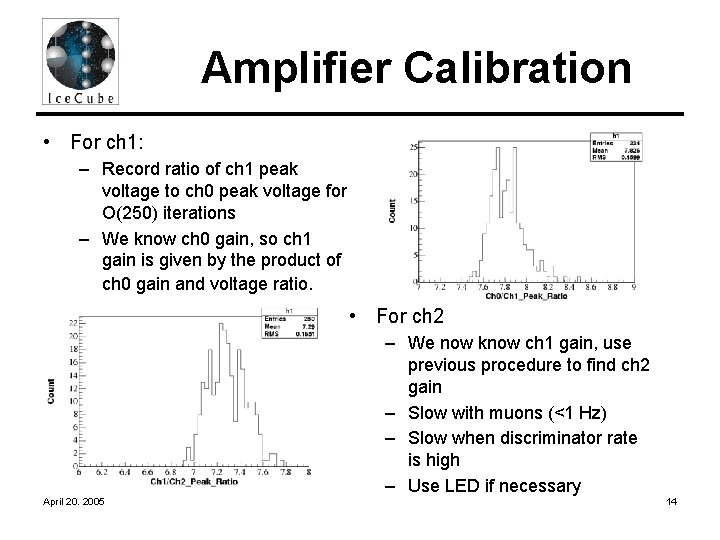 Amplifier Calibration • For ch 1: – Record ratio of ch 1 peak voltage