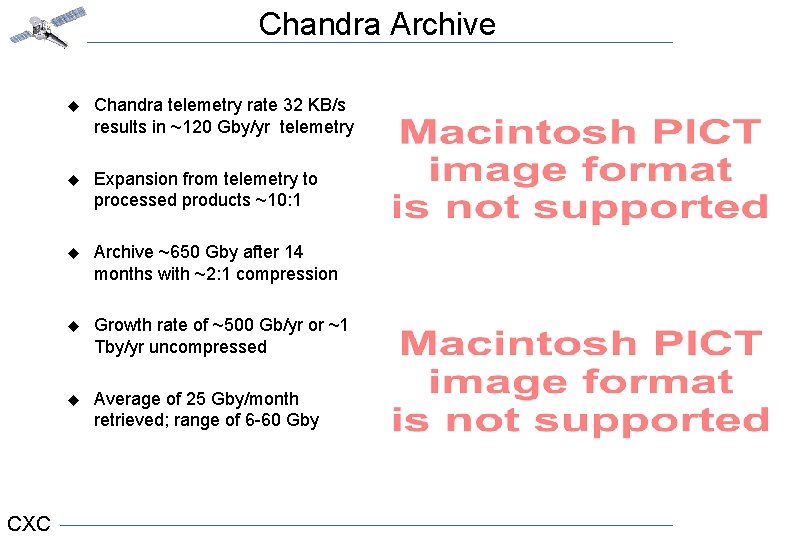 Chandra Archive CXC u Chandra telemetry rate 32 KB/s results in ~120 Gby/yr telemetry