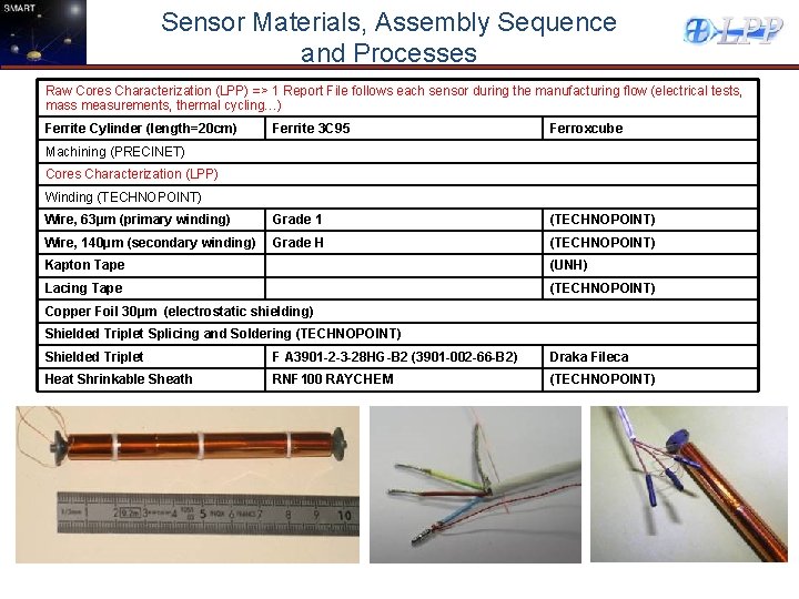 Sensor Materials, Assembly Sequence and Processes Raw Cores Characterization (LPP) => 1 Report File