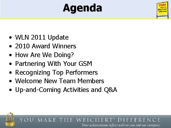 Agenda • • WLN 2011 Update 2010 Award Winners How Are We Doing? Partnering