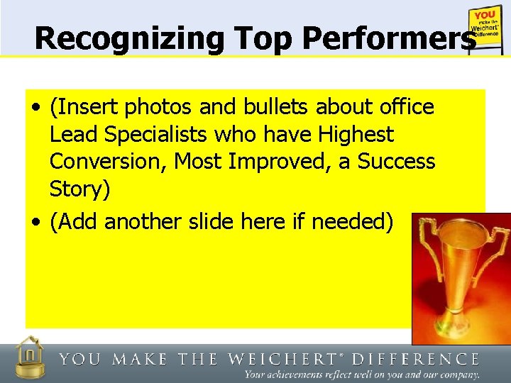 Recognizing Top Performers • (Insert photos and bullets about office Lead Specialists who have