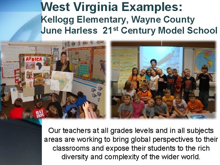 West Virginia Examples: Kellogg Elementary, Wayne County June Harless 21 st Century Model School