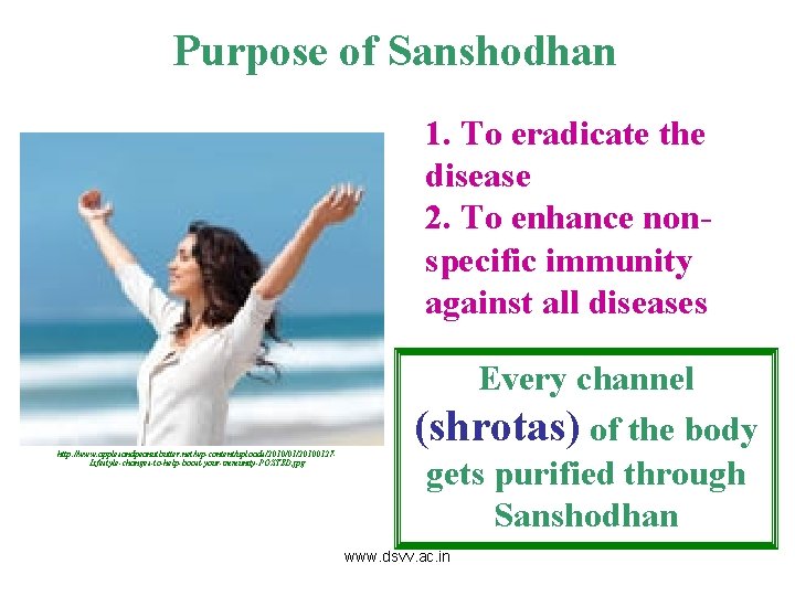 Purpose of Sanshodhan 1. To eradicate the disease 2. To enhance nonspecific immunity against