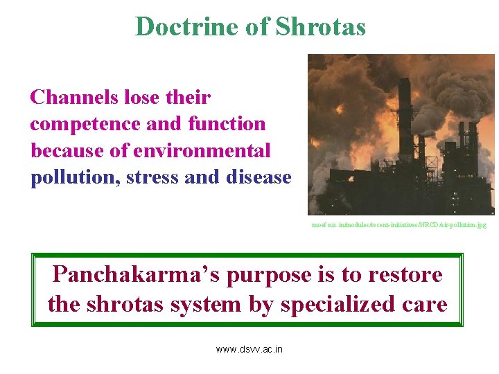 Doctrine of Shrotas Channels lose their competence and function because of environmental pollution, stress