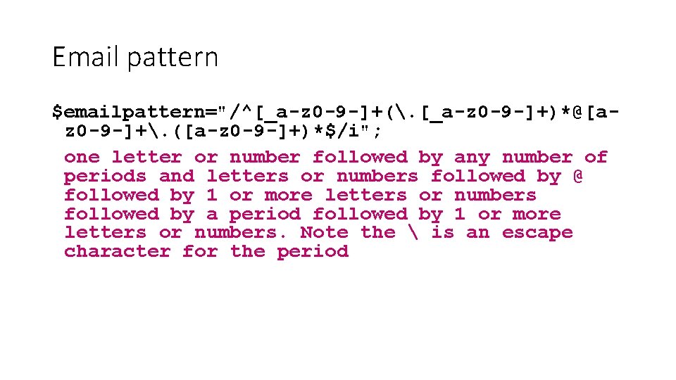Email pattern $emailpattern="/^[_a-z 0 -9 -]+(. [_a-z 0 -9 -]+)*@[az 0 -9 -]+. ([a-z