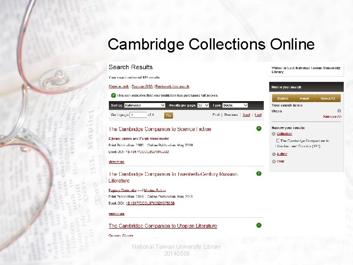 Cambridge Collections Online National Taiwan University Library 20140508 