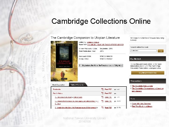 Cambridge Collections Online National Taiwan University Library 20140508 