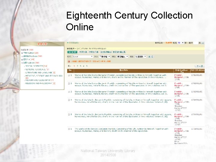 Eighteenth Century Collection Online National Taiwan University Library 20140508 