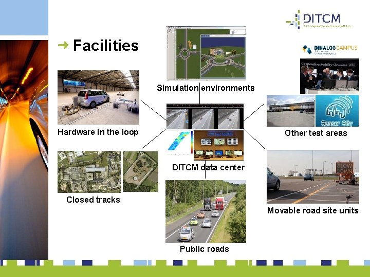 Facilities Simulation environments Hardware in the loop Other test areas DITCM data center Closed