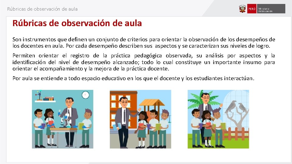 Rúbricas de observación de aula Son instrumentos que definen un conjunto de criterios para