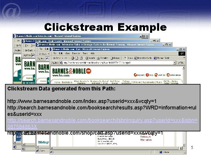 Clickstream Example Information rules Clickstream Data generated from this Path: http: //www. barnesandnoble. com/index.