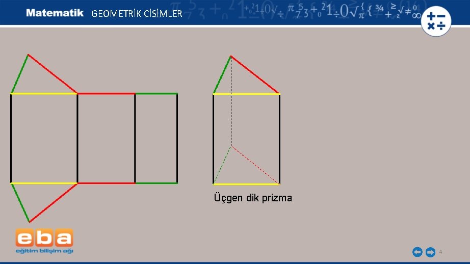 GEOMETRİK CİSİMLER Üçgen dik prizma 4 