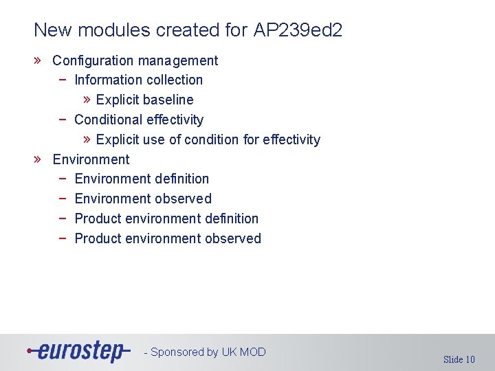 New modules created for AP 239 ed 2 » Configuration management − Information collection