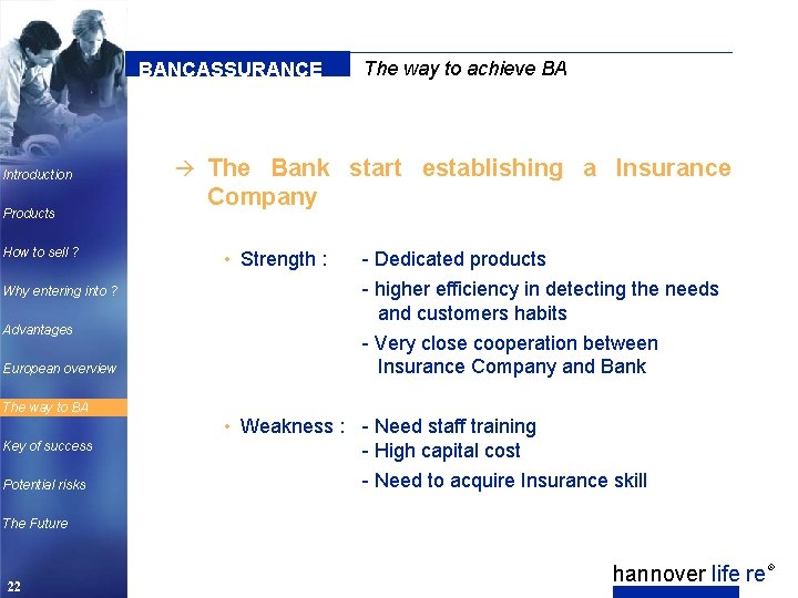 BANCASSURANCE Introduction Products How to sell ? Why entering into ? Advantages European overview