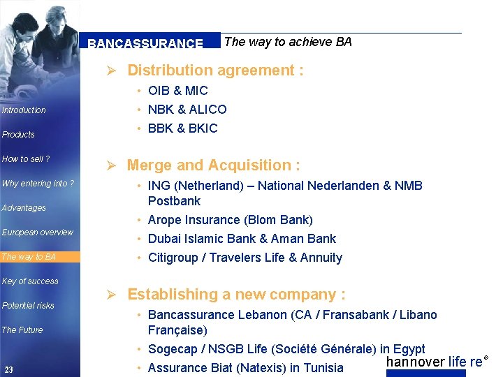 BANCASSURANCE The way to achieve BA Ø Distribution agreement : • OIB & MIC