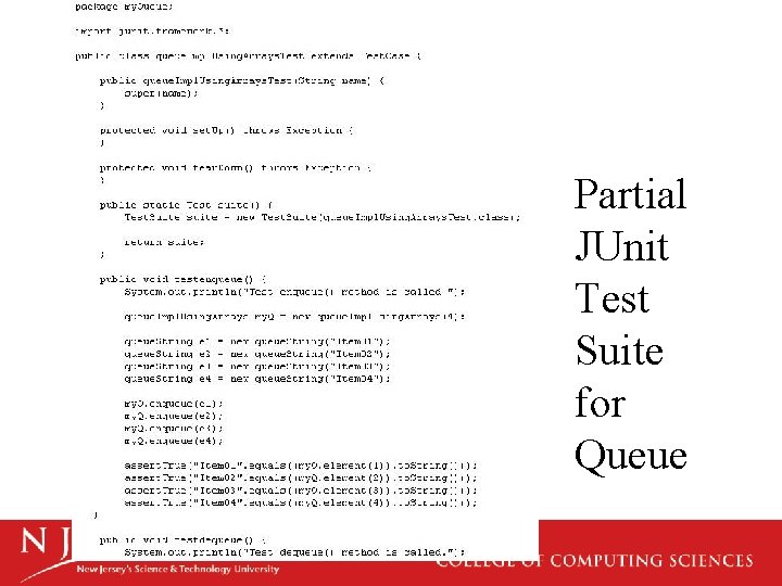 Partial JUnit Test Suite for Queue 
