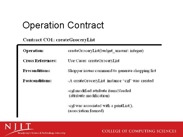 Operation Contract 