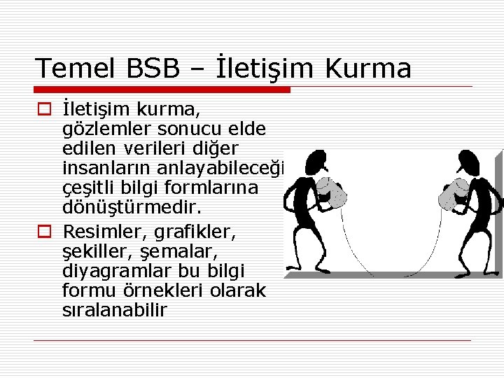 Temel BSB – İletişim Kurma o İletişim kurma, gözlemler sonucu elde edilen verileri diğer