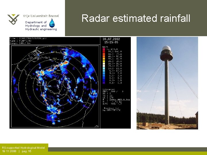 Department of Hydrology and Hydraulic engineering RS supported Hydrological Model 19 11 2008 |