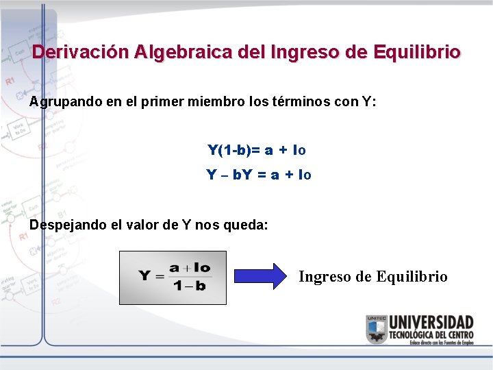 Derivación Algebraica del Ingreso de Equilibrio Agrupando en el primer miembro los términos con